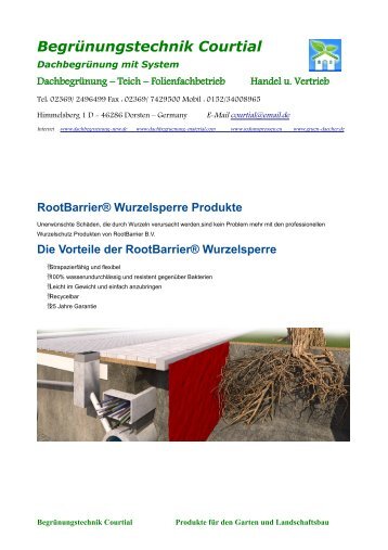 RootBarrier Wurzelschutz Produkte Begrünungstechnik Courtial