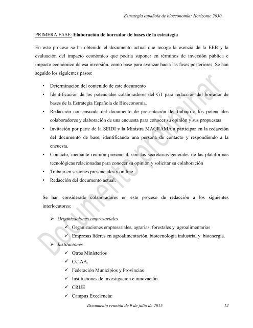 ESTRATEGIA ESPAÑOLA DE BIOECONOMÍA HORIZONTE 2030