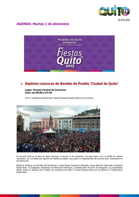 Séptimo concurso de Bandas de Pueblo „Ciudad de Quito‟