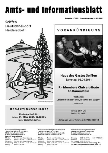 Amts- und Informationsblatt Seiffen Deutschneudorf Heidersdorf