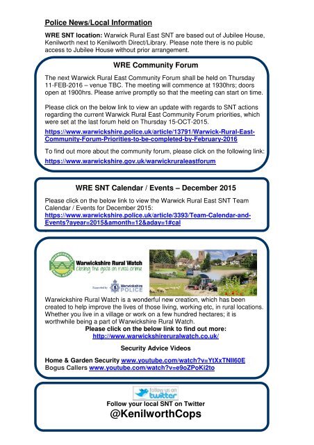 Warwick Rural East Newsletter December 2015 Edition