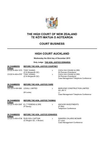 HIGH COURT AUCKLAND