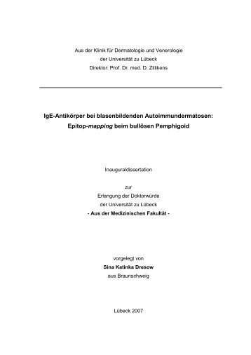 IgE-Antikörper bei blasenbildenden Autoimmundermatosen: Epitop ...