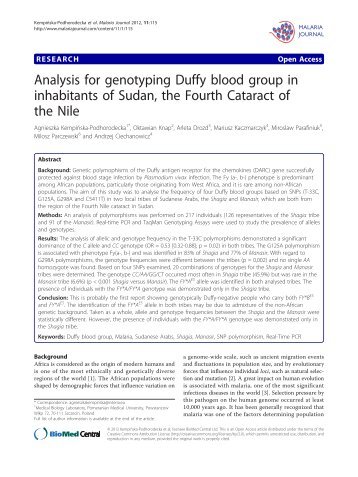 Analysis for genotyping Duffy blood group in ... - Malaria Journal