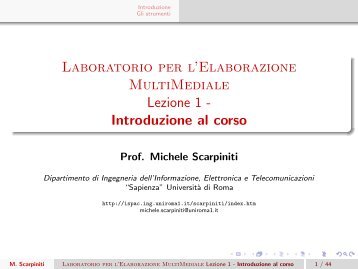 Laboratorio per l’Elaborazione MultiMediale Lezione 1 - Introduzione al corso