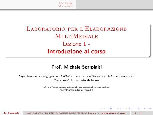 Laboratorio per l’Elaborazione MultiMediale Lezione 1 - Introduzione al corso