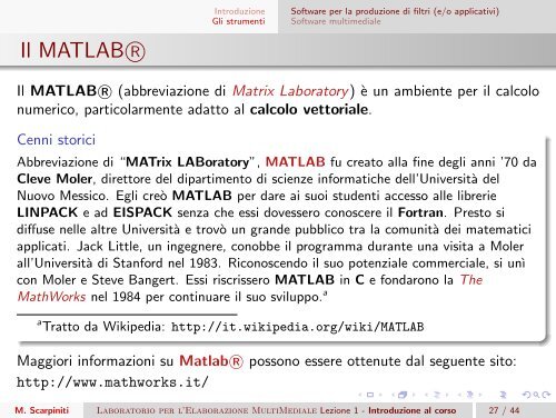 Laboratorio per l’Elaborazione MultiMediale Lezione 1 - Introduzione al corso