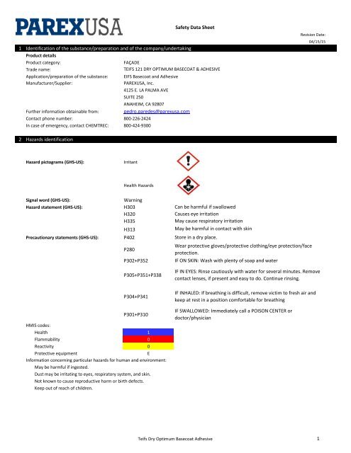 SDS: Teifs Dry Base Optimum