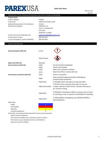 SDS: Parex USA Liquid Color