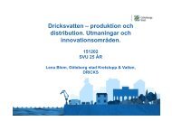 Dricksvatten – produktion och distribution Utmaningar och innovationsområden