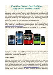 What Can Physical Body Building Supplements Provide For You?