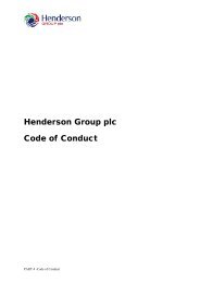 Henderson Group plc Code of Conduct - Henderson Global Investors