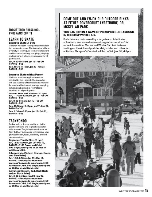 Dovercourt Winter 2016 Program Guide