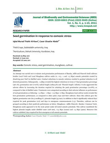 Seed germination in response to osmosic stress