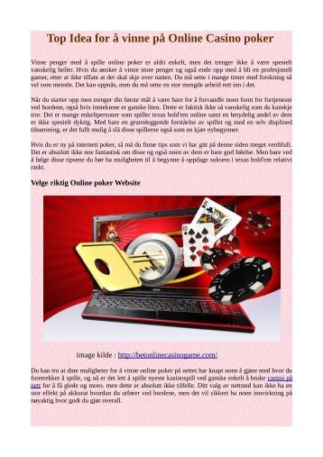 Top Idea for å vinne på Online Casino poker