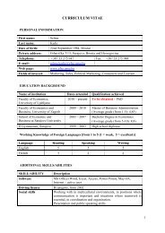 Curriculum Vitae - Ekonomski fakultet - University of Sarajevo