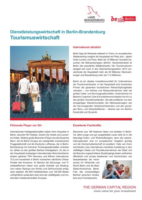 Tourismuswirtschaft in Berlin Brandenburg