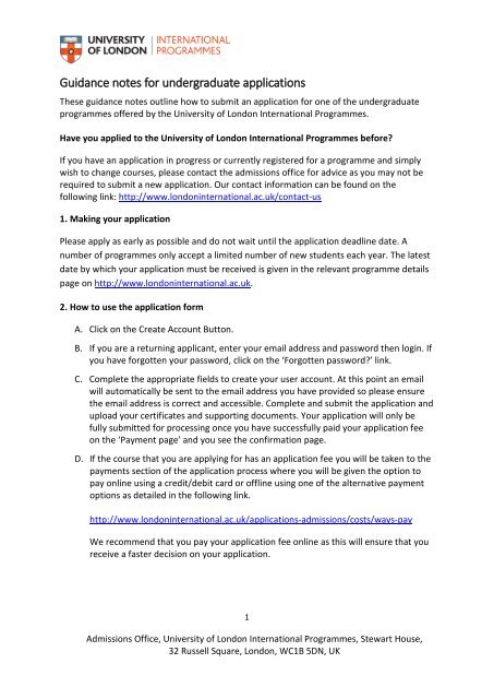 fumle I udlandet Forsøg Guidance notes for undergraduate applications