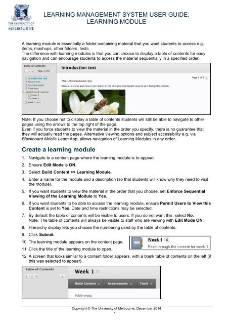 LEARNING MODULE Create a learning module