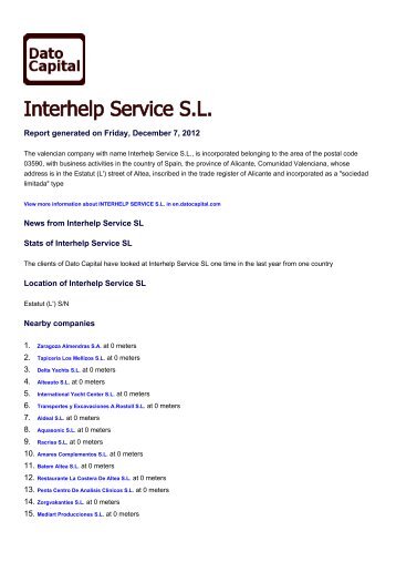 Interhelp Service SL, Spain - Companies - Dato Capital