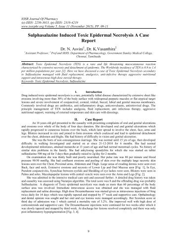 Sulphasalazine Induced Toxic Epidermal Necrolysis A Case Report