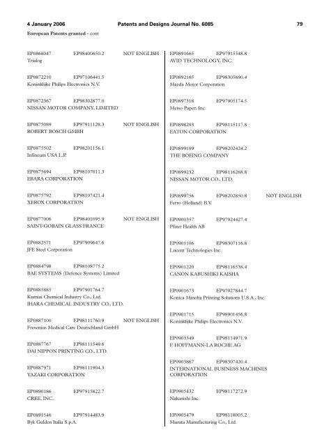 The Patent and Design Journal 6085 - Intellectual Property Office