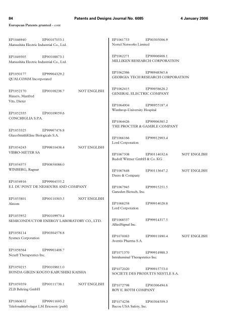 The Patent and Design Journal 6085 - Intellectual Property Office