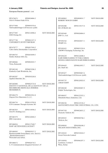 The Patent and Design Journal 6085 - Intellectual Property Office