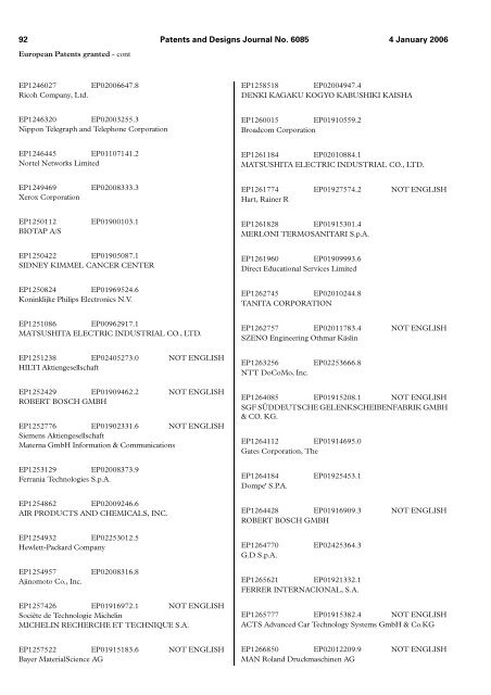 The Patent and Design Journal 6085 - Intellectual Property Office