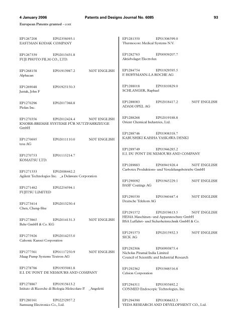 The Patent and Design Journal 6085 - Intellectual Property Office