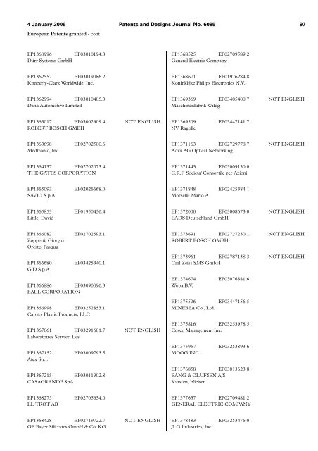 The Patent and Design Journal 6085 - Intellectual Property Office