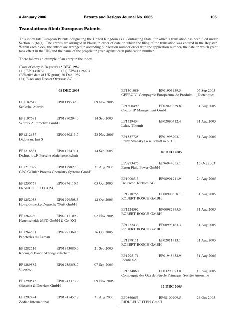 The Patent and Design Journal 6085 - Intellectual Property Office