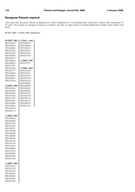 The Patent and Design Journal 6085 - Intellectual Property Office