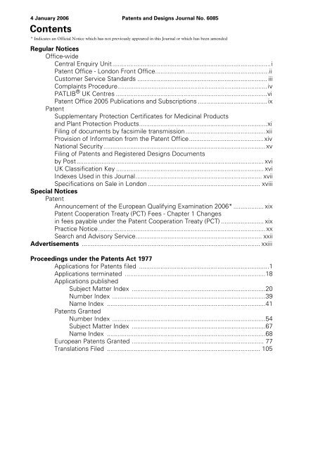 The Patent and Design Journal 6085 - Intellectual Property Office