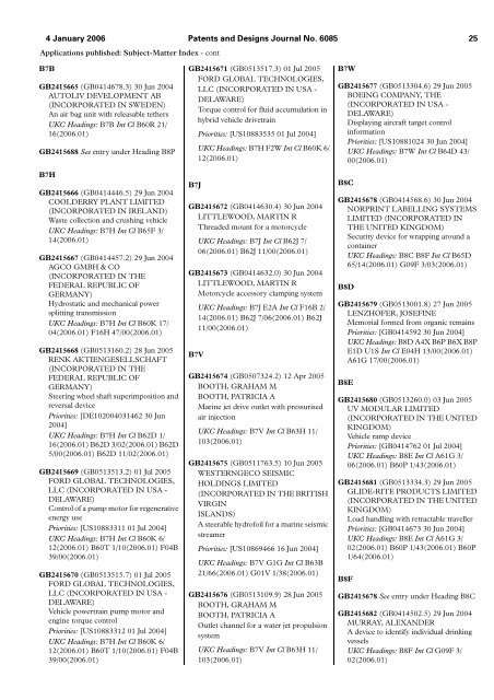 The Patent and Design Journal 6085 - Intellectual Property Office