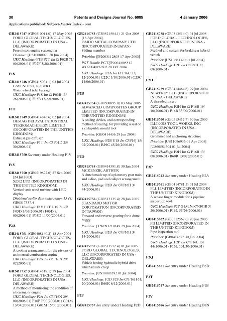 The Patent and Design Journal 6085 - Intellectual Property Office