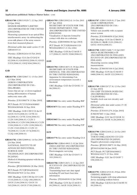 The Patent and Design Journal 6085 - Intellectual Property Office