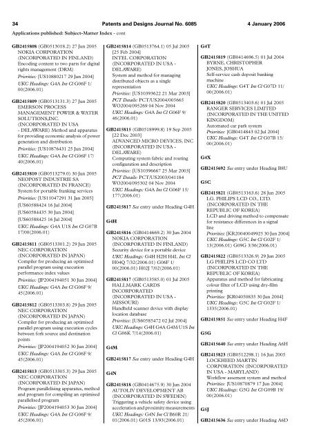 The Patent and Design Journal 6085 - Intellectual Property Office