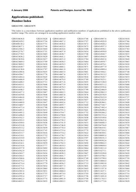 The Patent and Design Journal 6085 - Intellectual Property Office