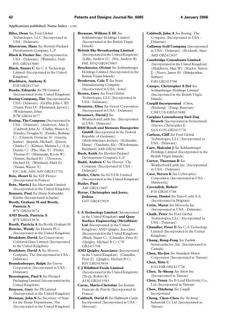 The Patent and Design Journal 6085 - Intellectual Property Office