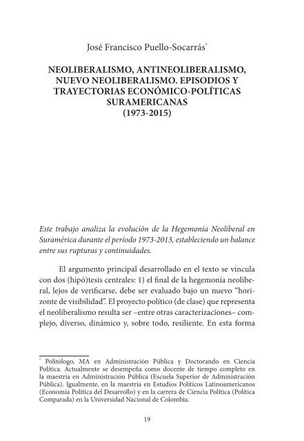 NEOLIBERALISMO EN AMÉRICA LATINA CRISIS TENDENCIAS Y ALTERNATIVAS