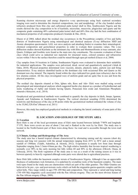 Geophysical Evaluation of Lateral Continuity of some part of Ikere Kaolin Deposit, Southwestern Nigeria