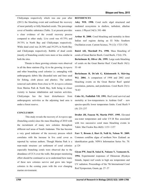 New recruitment of Acropora Oken, 1815 in South Andaman- A proof of recovery of Corals after 2010 mass bleaching