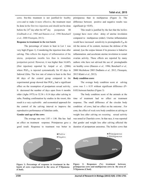 Effect of the use of a singledose of prostaglandin F2α in cows after one month of calving