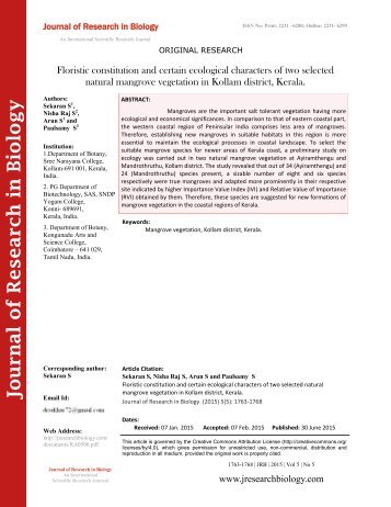 Floristic constitution and certain ecological characters of two selected