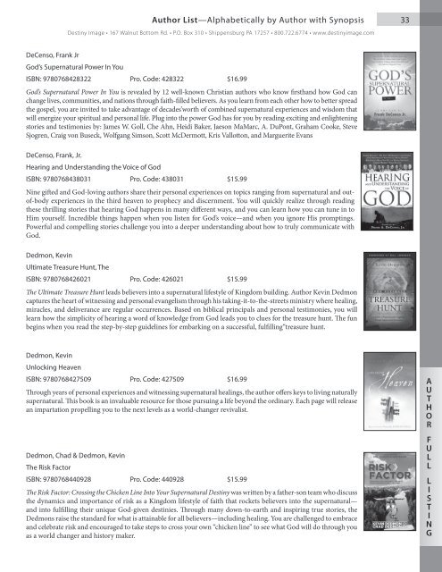 Full Product Catalog - Destiny Image News