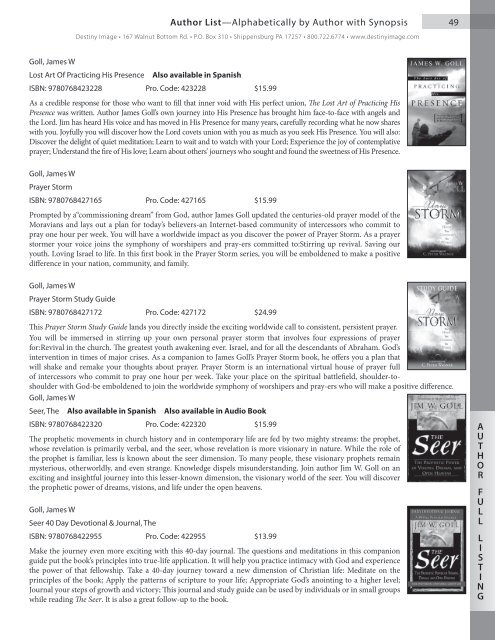 Full Product Catalog - Destiny Image News