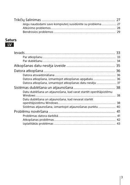 Sony SVE14A3M1E - SVE14A3M1E Guida alla risoluzione dei problemi Lettone