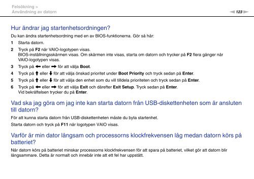 Sony VPCF11E4E - VPCF11E4E Istruzioni per l'uso Svedese