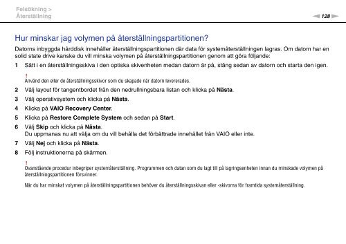 Sony VPCF11E4E - VPCF11E4E Istruzioni per l'uso Svedese